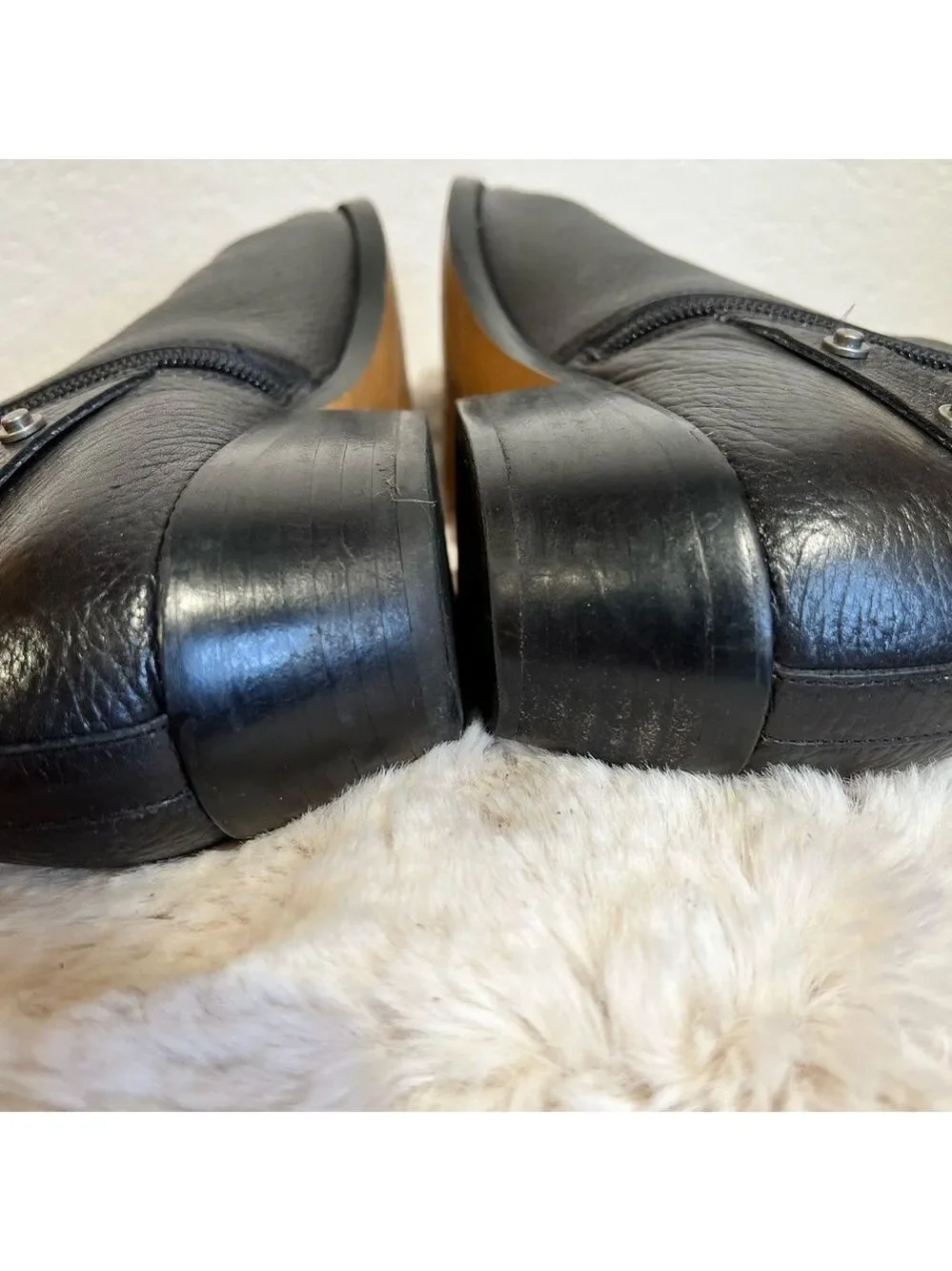 Halogen studded black leather ankle boots bootie 8